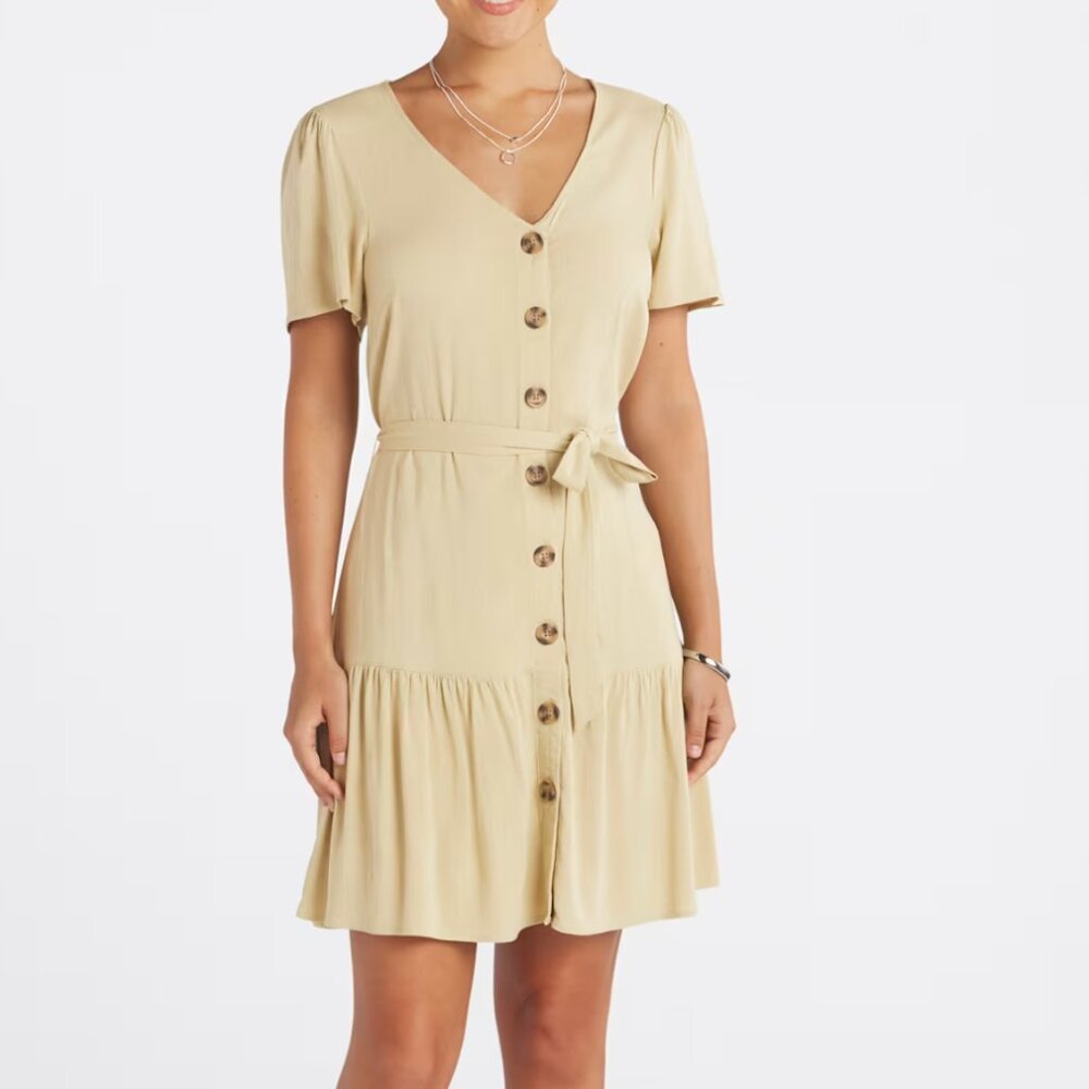 Market & Spruce - Sanna Button Front Dress, size M, olive green color